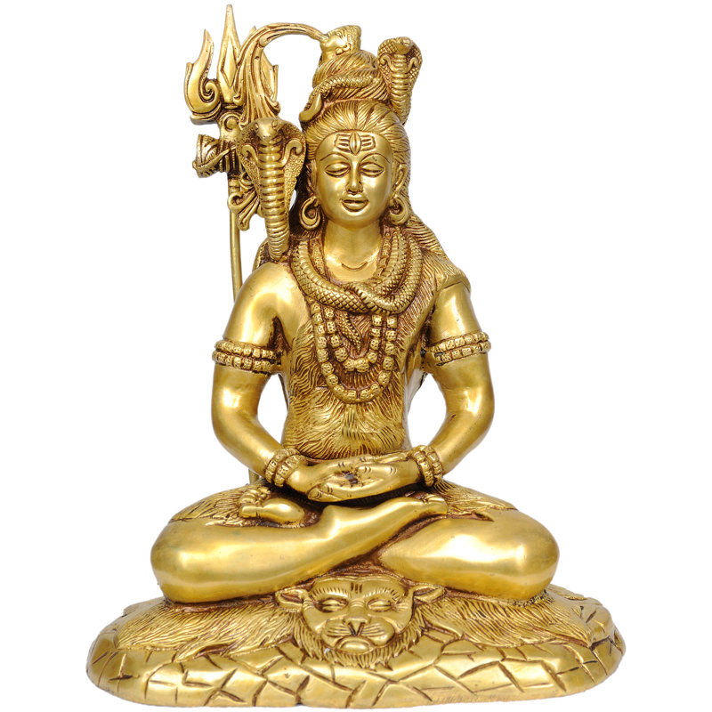 Statue de méditation Mahayogi Shiva faite à la main 10 po - laiton massif, décoration spirituelle indienne, accent d'autel de yoga tranquille