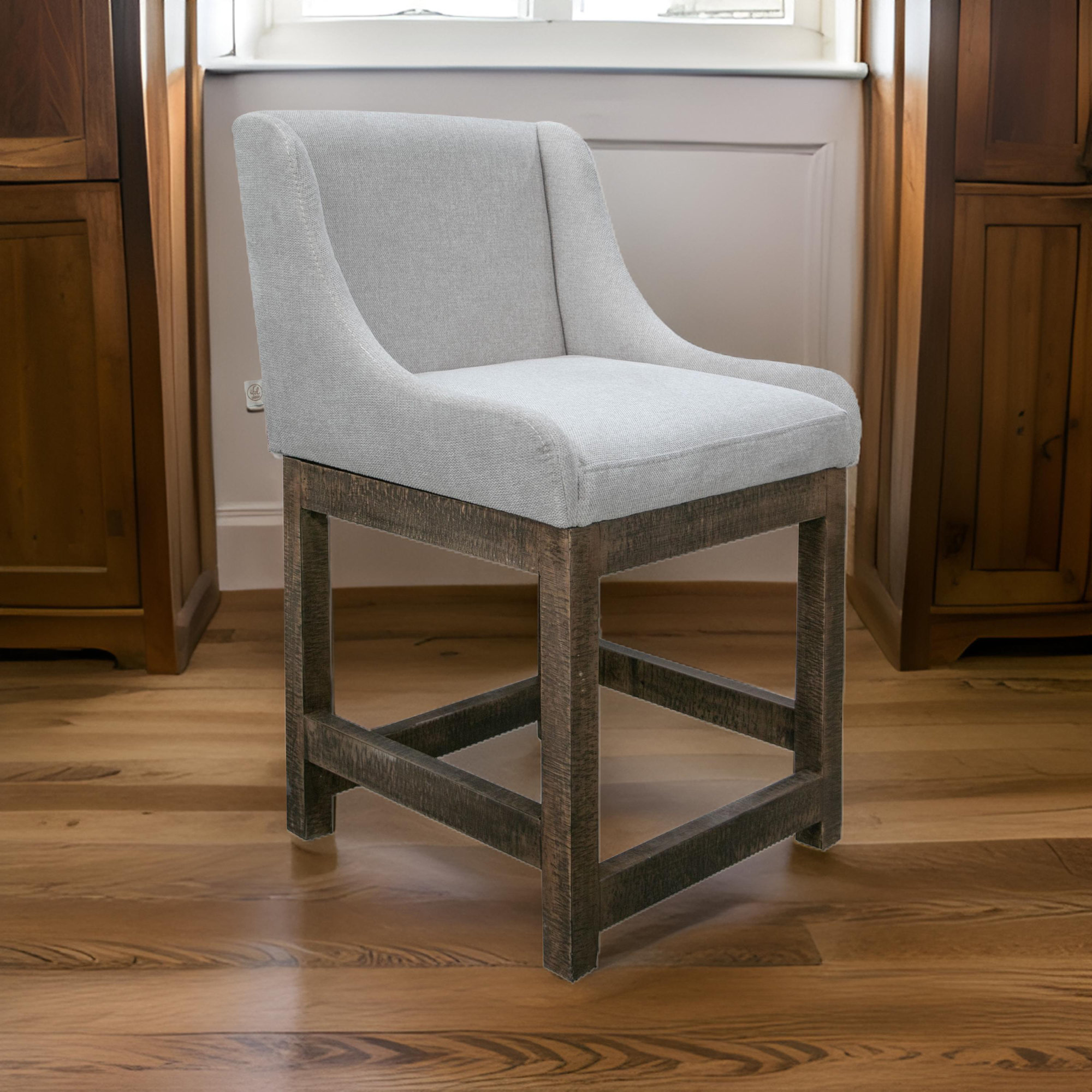 Arlinda Upholstered Stool, Counter Stool (24” Seat Height), Beige