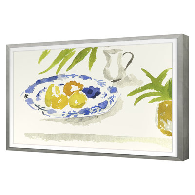 Blue Plate With Lemons Print by Dana Gibson