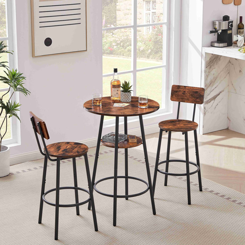 Tabouret de bar rond avec tablettes, tabouret avec dossier