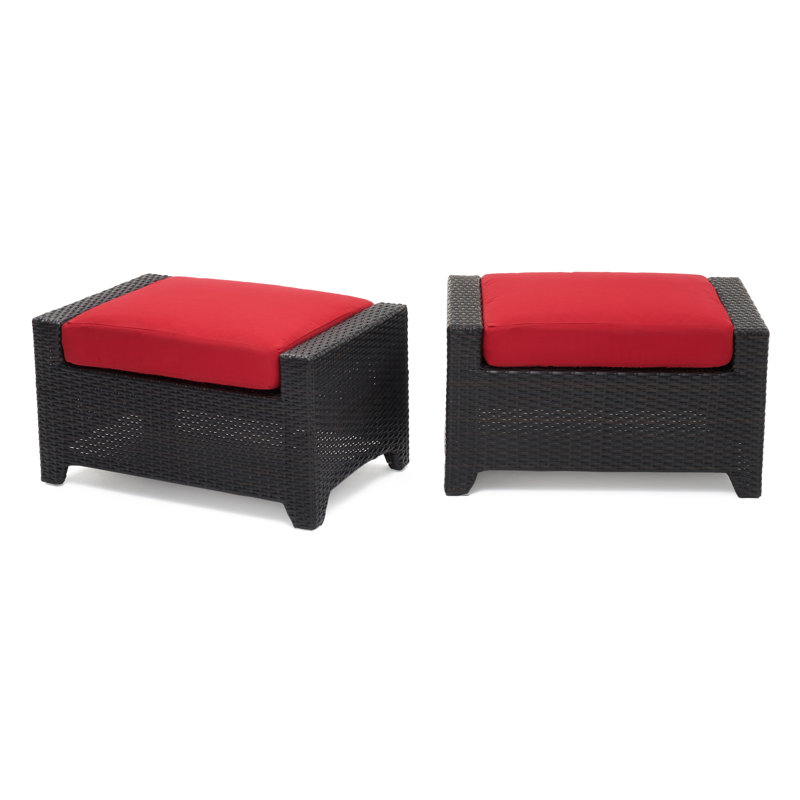 Fionnula Upholstered Ottoman, Canvas Jockey Red Sunbrella® Canvas