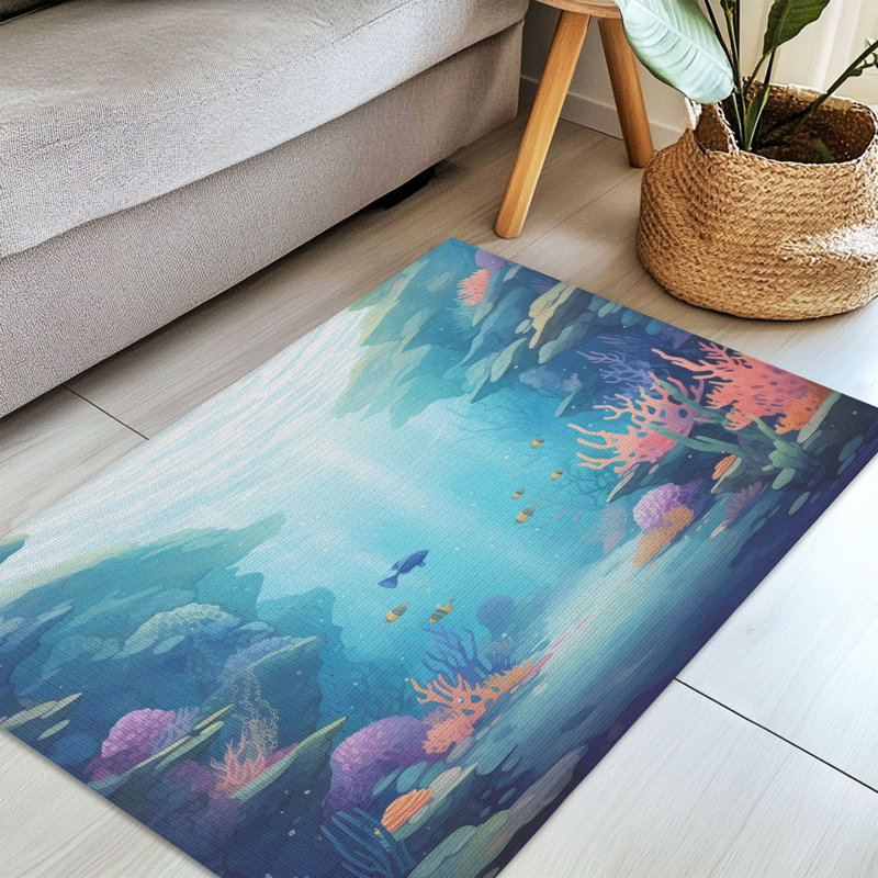 Tapis tressé Oceanic Creatures, Rectangulaire 3 pi x 5 pi