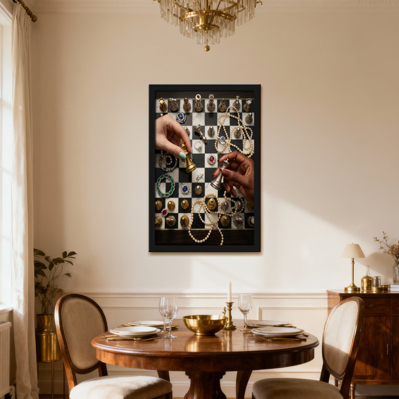 Jeu d'échecs Fashion, H 24 po x l 16 po, Toile tendue, Ne s’applique pas