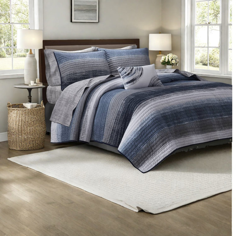 Ensembles de literie pour grand lit de qualité supérieure, rayures aquarelle en microfibre pour la maison