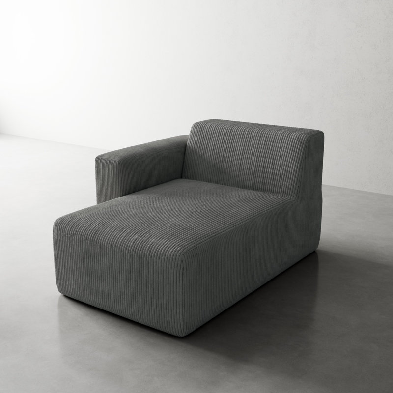 Chaise longue simple en velours côtelé Berlare, Gris