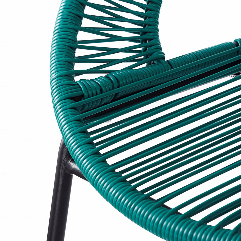 Ensemble de 2 tabourets de bar en osier d'extérieur avec structure en métal noir - noir, Noir
