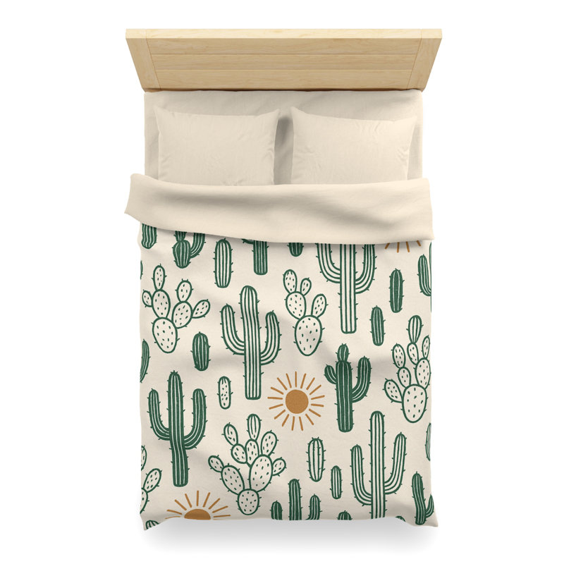 Microfiber Duvet Cover Boho Style, Design 17, Twin XL Duvet Cover, Green/Yellow/Cream