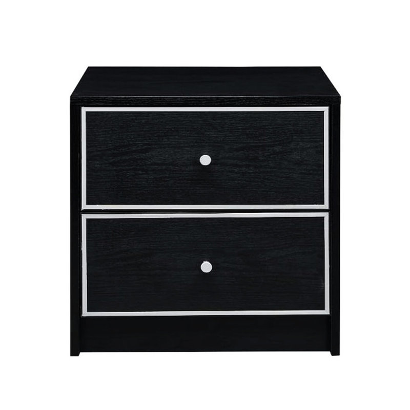 Table de chevet noire et argentée 2