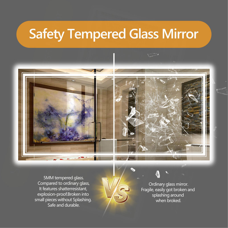 Frameless LED Bathroom Mirror,Smart Mirror, 36" x 36"