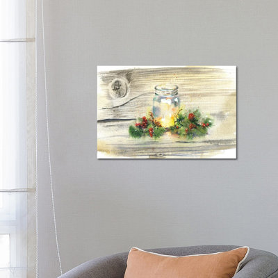 Christmas Candle by Marina Ignatova - Wrapped Canvas Print