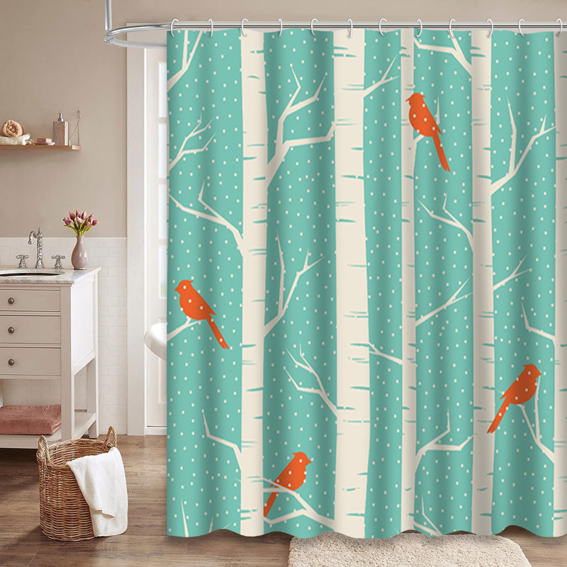 Rideau de douche à 12 crochets Forest Birch, L 72 po x l 84 po