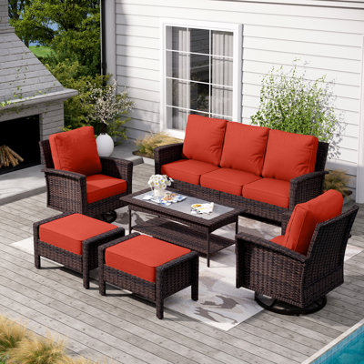 Nadilee Premium All-Weather Wicker - Person Patio Conversation Sets with Cushions