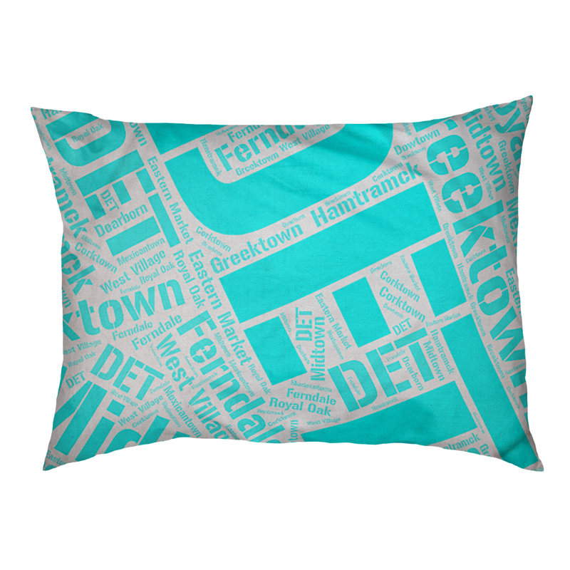 Coussin de chien « districts », Grand (l 40 po x P 30 po x H 14 po), Cyan, Détroit