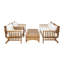 Ensemble de salon de jardin Brynne pour 4 personnes, de style moderne du milieu du siècle, en bois d'acacia, comprenant une causeuse, des fauteuils club et une table basse à lattes, idéal pour l'extérieur.