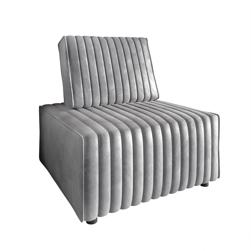 7-Piece Velvet Upholstered Modular Chair Set 2, Silver Grey
