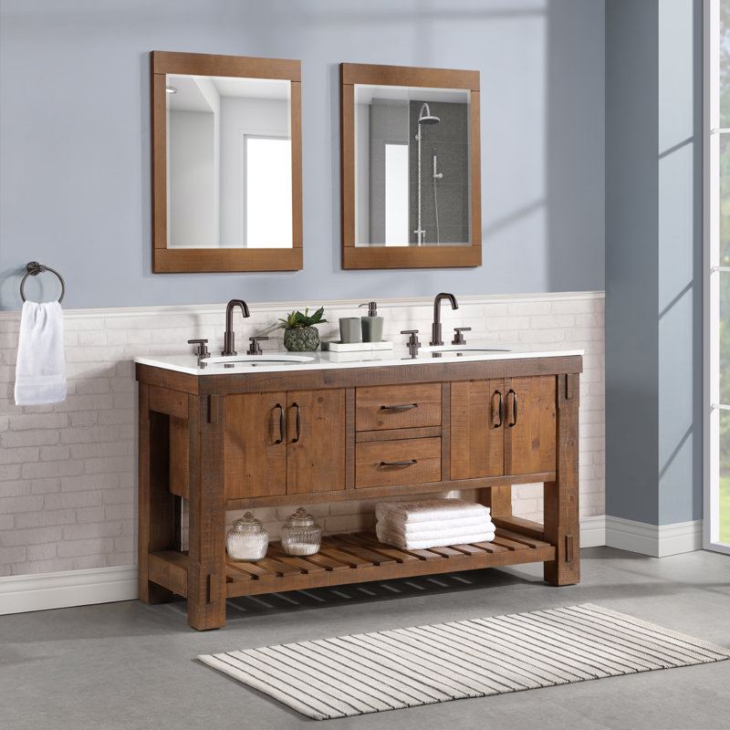 Bromley 60'' Double Bathroom Vanity with Quartz Top