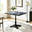 Table carrée tulipe en pierre frittée avec base en fonte-1350560353