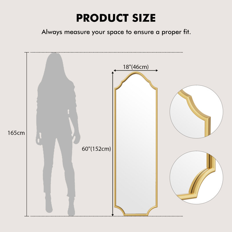 Metal Rectangle Mirror, Gold, 60" x 18"