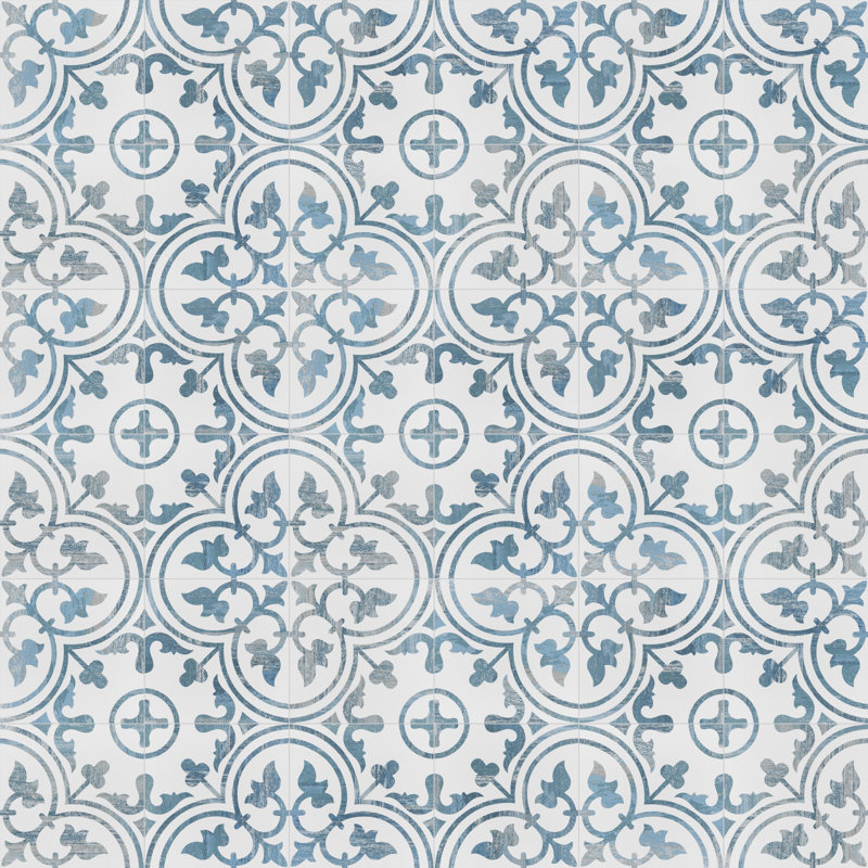 Cassis Arte 10" x 10" Porcelain Patterned Wall & Floor Tile, Blue