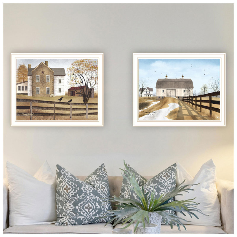 Trendy Decor 4U 2- Piece Vignette Grandpa's Barn,Autumn Afternoon Wall Art For Living Room, Farmhouse Wall Art Print For Home Decor, Bedroom Wall Art By Billy Jacobs