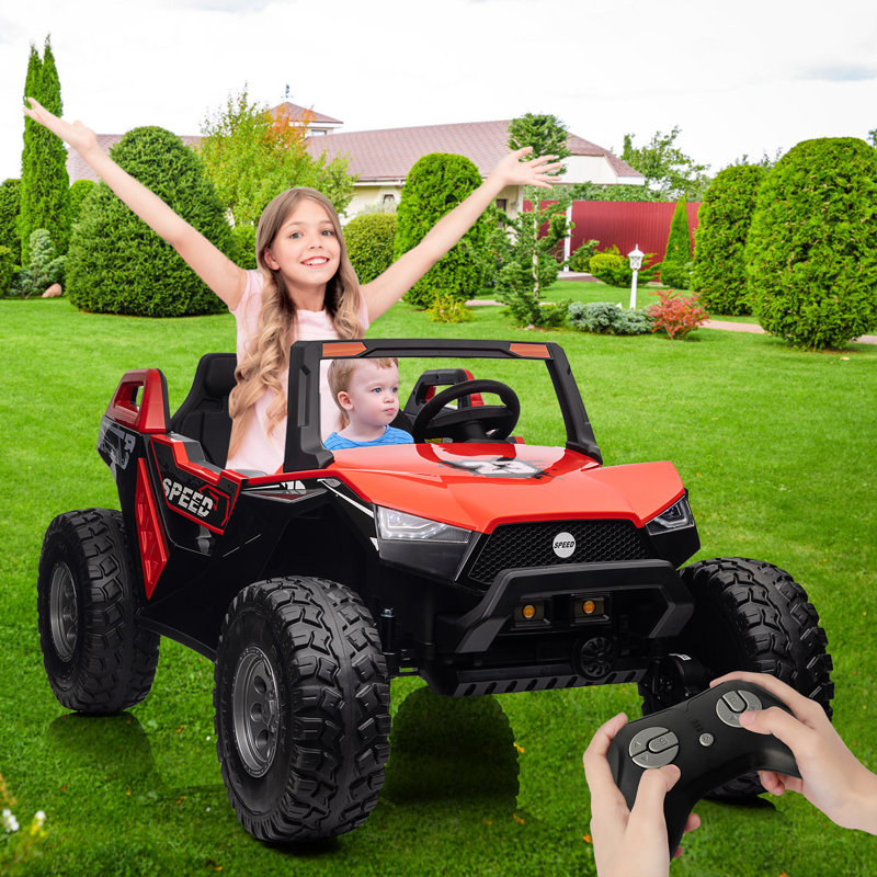 Siège pour enfant pliable 24V 2 places pour enfants avec télécommande à DEL et musique, Rouge