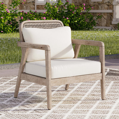 Deeko Outdoor Acacia Club Chair With Cushions