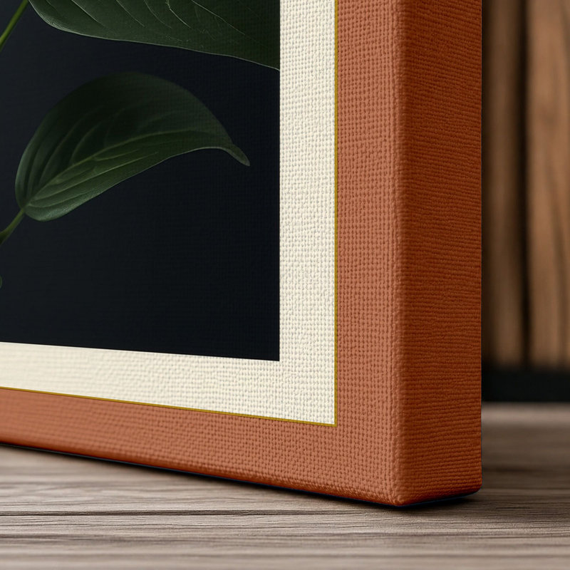 White Camellia Study Botanical - Wrapped Canvas, 30x20 - 76.2 x 50.8 cm, Terracotta Border