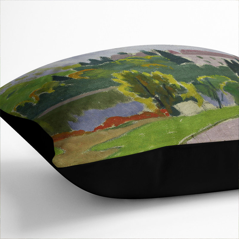 Landscape Square Throw Cushion, 40cm H x 40cm W x 15cm D, Black