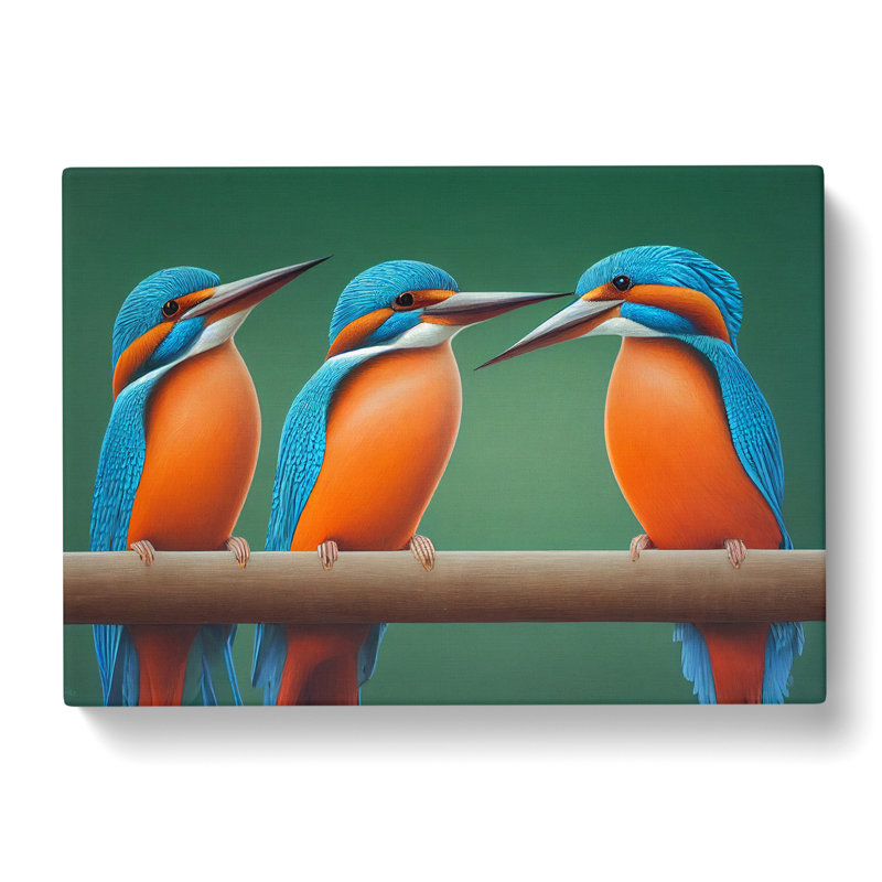 Welcoming Kingfisher Birds - Wrapped Canvas