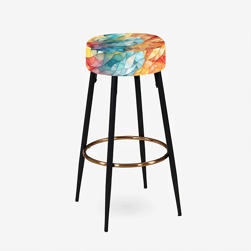 Multicolor Glass Mosaic - Geometric Bar Stools Set Of 2