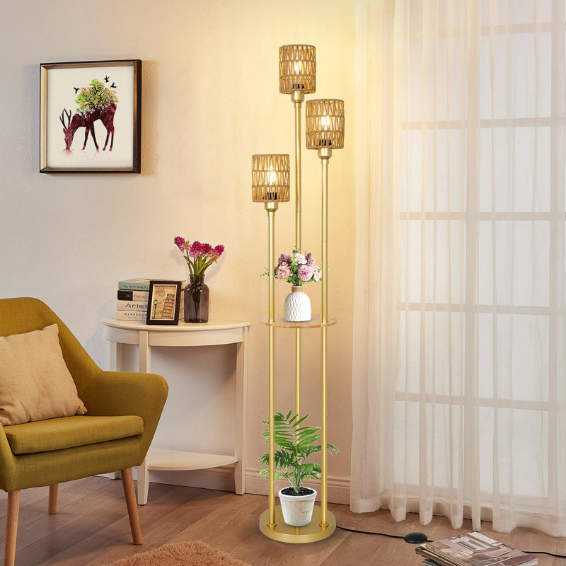 Postfield Torchiere Floor Lamp, Gold