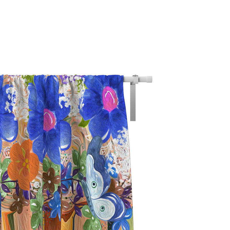 Panneaux de rideaux semi-transparents à motif floral, L 40 po x L 52 po