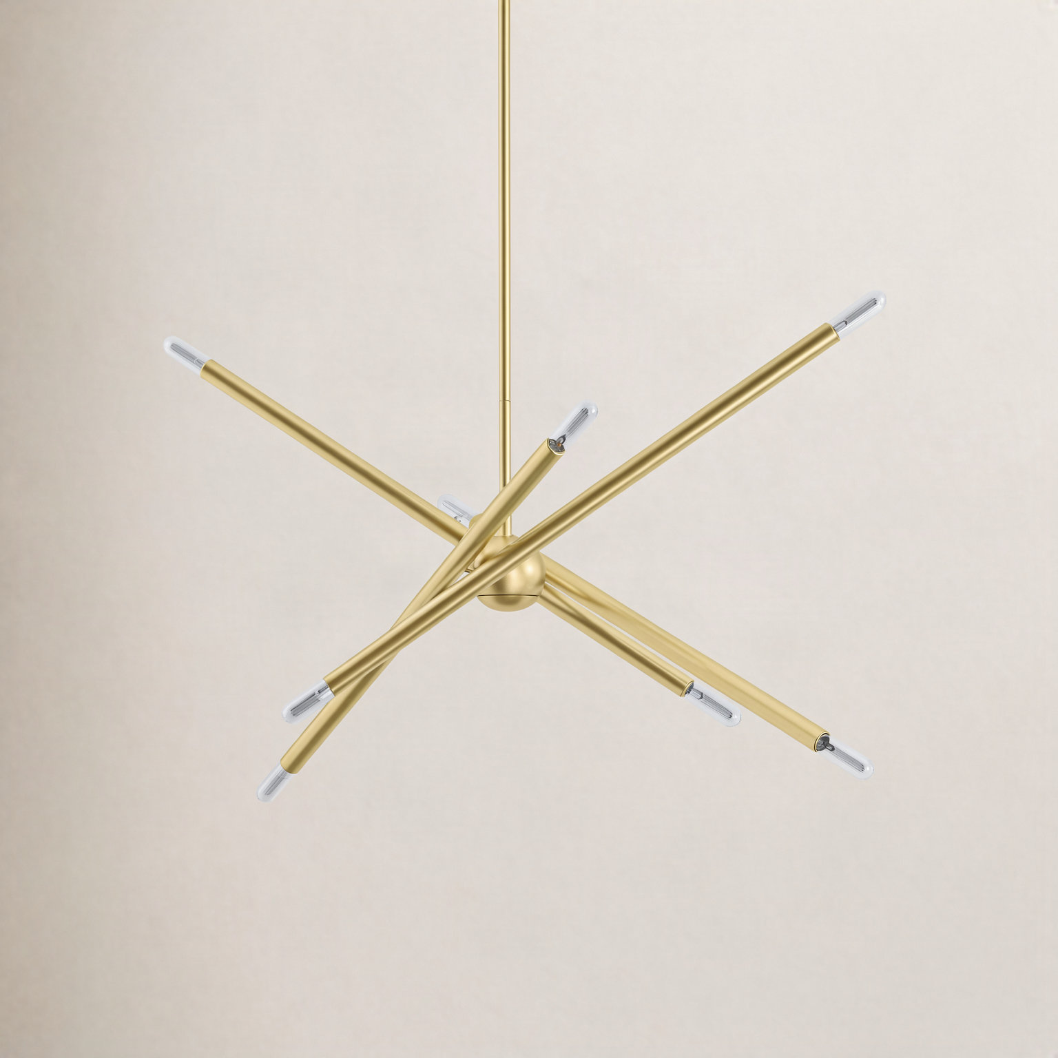 Poco 8 - Light Steel Dimmable Sputnik Chandelier, Satin Brass