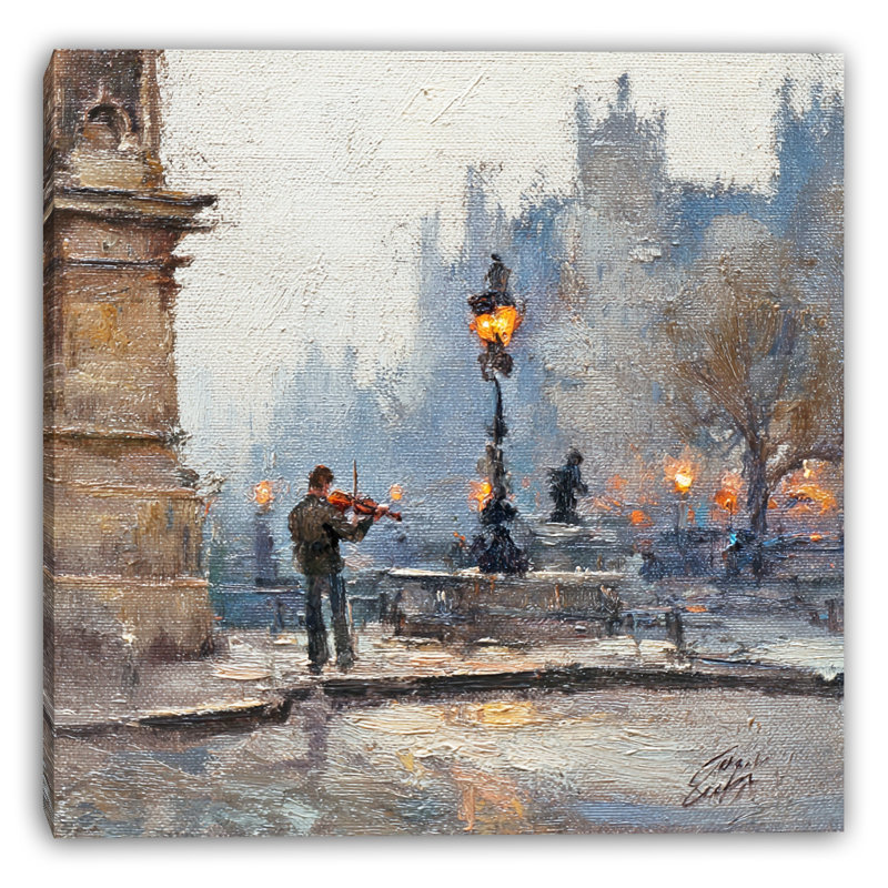 «Violin at the Square», art mural sur toile tendue, H 40 po x l 40 po