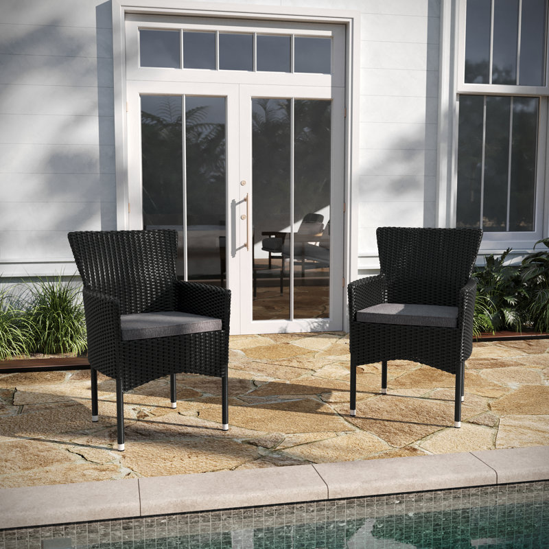 Chaise de patio avec coussin, Noir