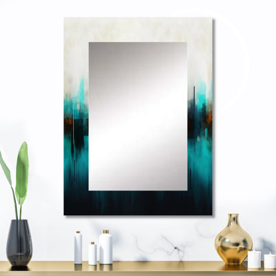 Bleu et noir ondulation abstraite Medley II - miroir décoratif abstrait, miroir mural bleu, impression d'art en métal