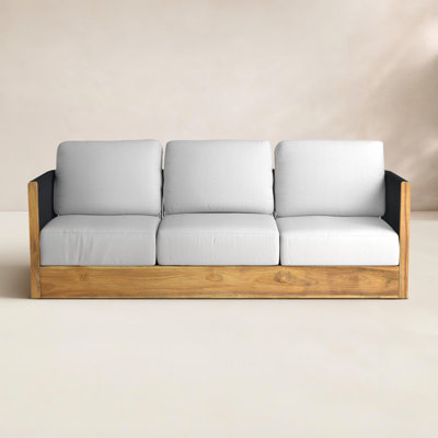 Aniston 81.5'' Wide Outdoor Teak Patio Sofa with Sunbrella Cushions
