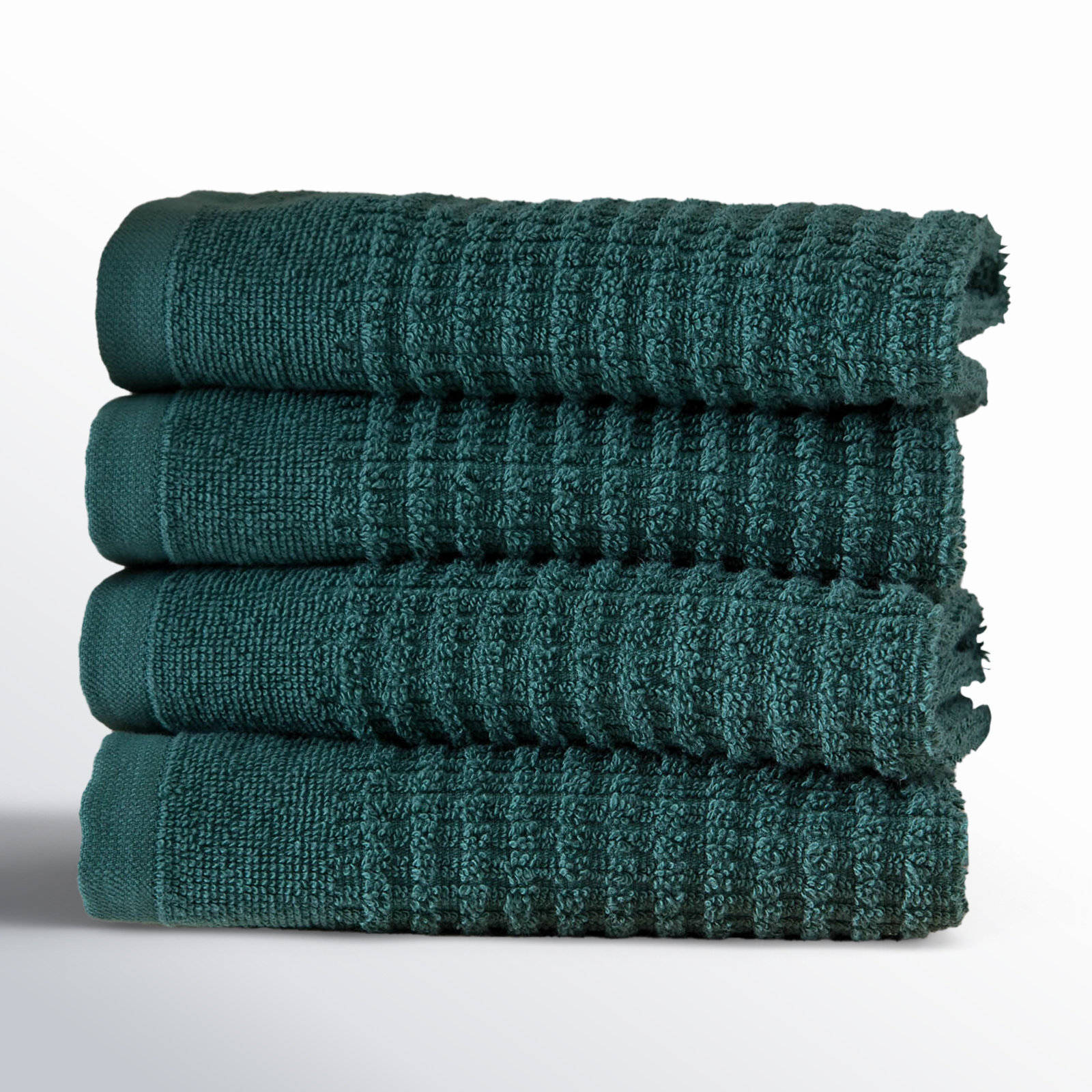 Earline 4-Piece Turkish Cotton Washcloth Set, Green