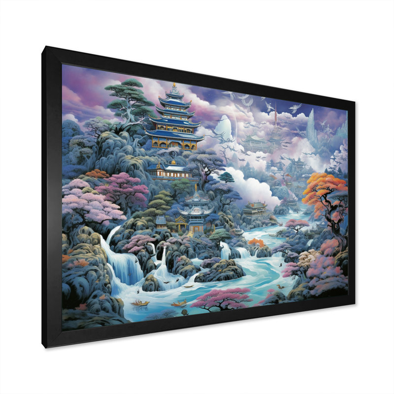 "Macknair Asian Art Mystic Landscape II", reproduction d'art sur toile, H 16 po x l 32 po x P 1 po, Cadre photo noir