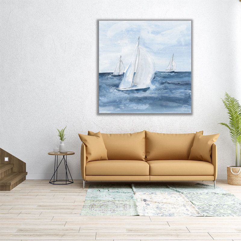 Voiliers en V - reproduction d'art sur toile, H 30 po x l 30 po