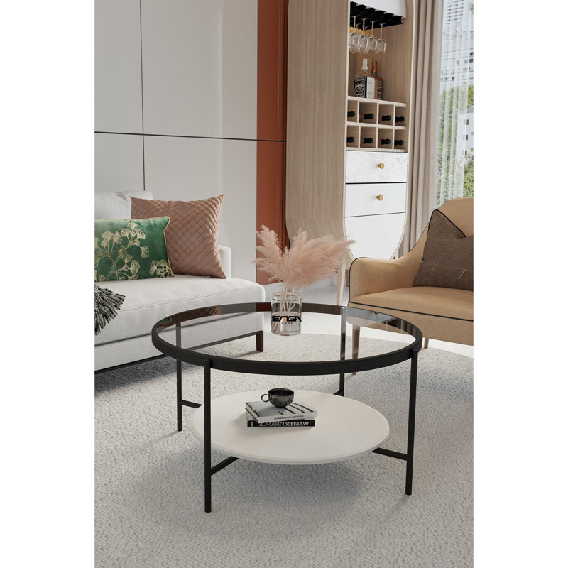 Glorias Coffee Table, Transparent/White