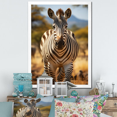 Reproduction sur toile, "Zèbre marchant en Afrique II"