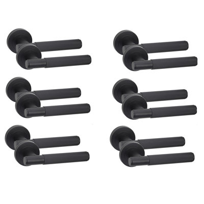  6 Pair Linear T-Bar Door Handles in Matt Black Finish