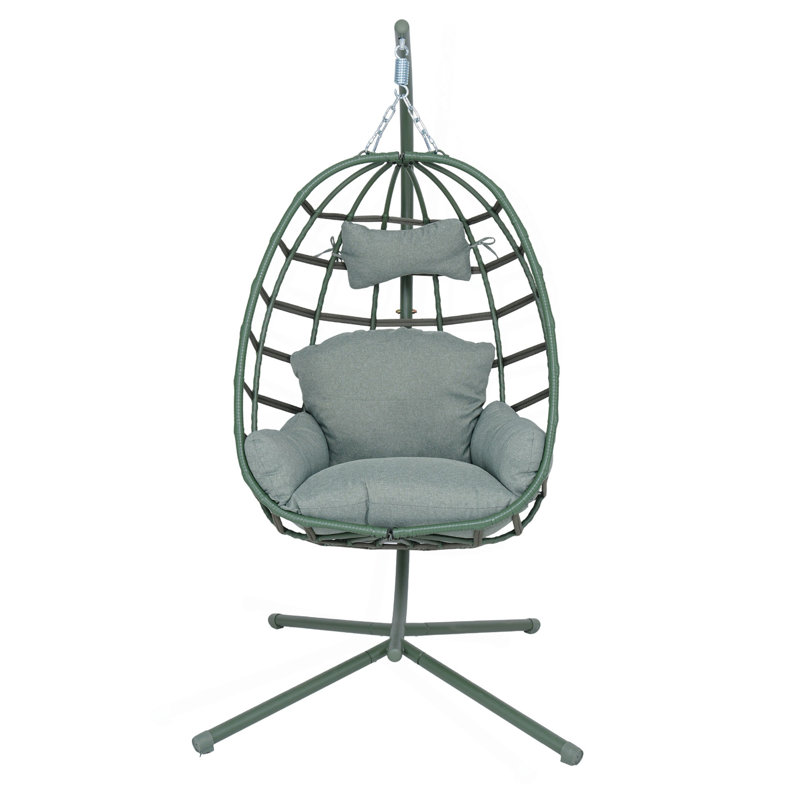 Balancelle suspendue en PE avec œuf et support, Green, Dark Green