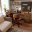 Bureau rectangulaire en bois massif brun noisette-618575709