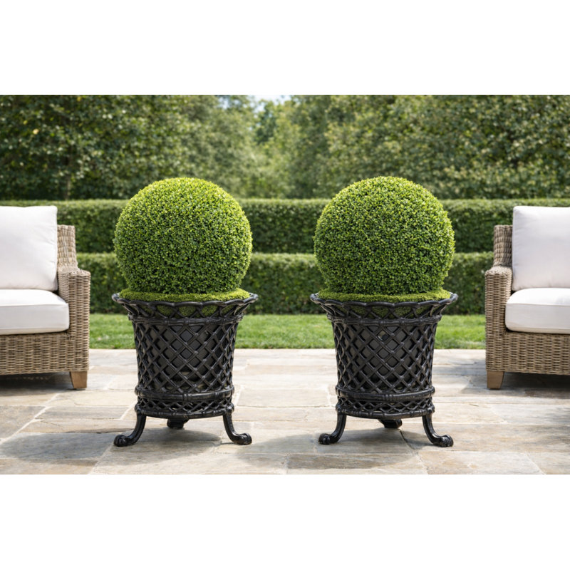 Black Lattice Footed Floor Planter, Small