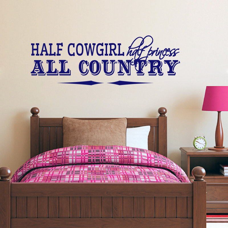 Décalcomanie murale semi cowgirl, Bleu marine