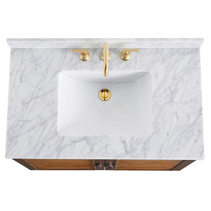 Lowell 36" Freestanding Standard Single Bathroom Vanity with Top, Carrara Marble