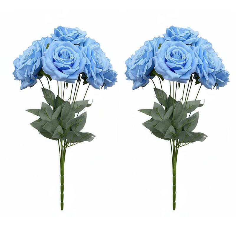 2 paquets de roses artificielles, Bleu