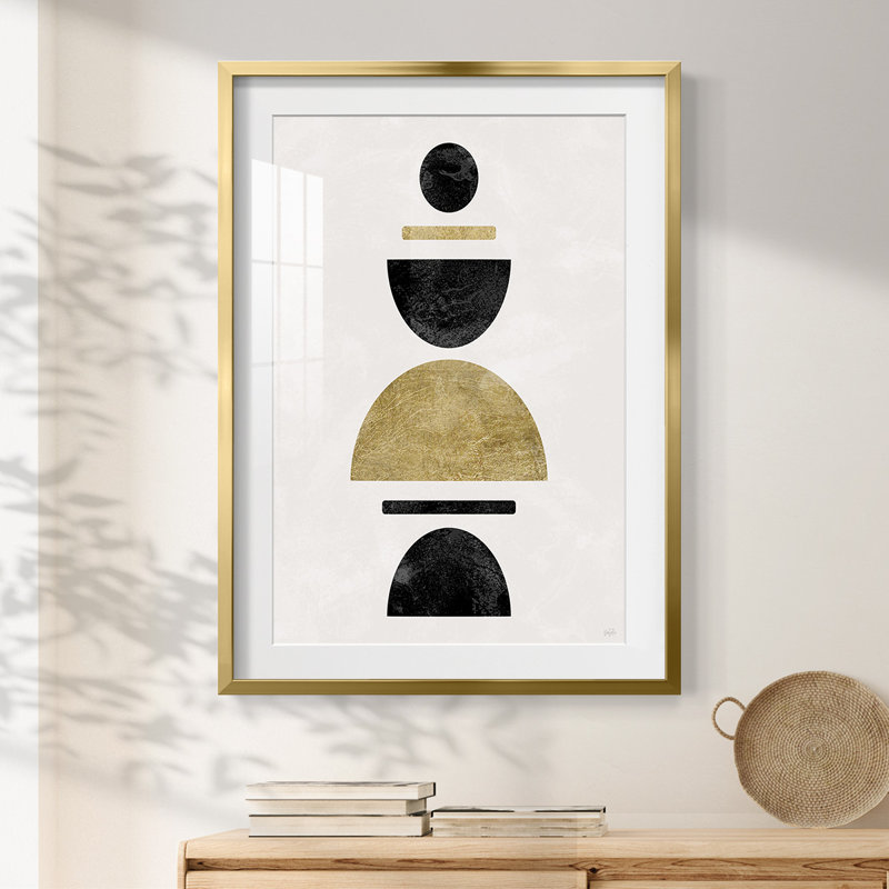 Modern Stack -Framed Print, 28.5" H x 20.5" W, Gold